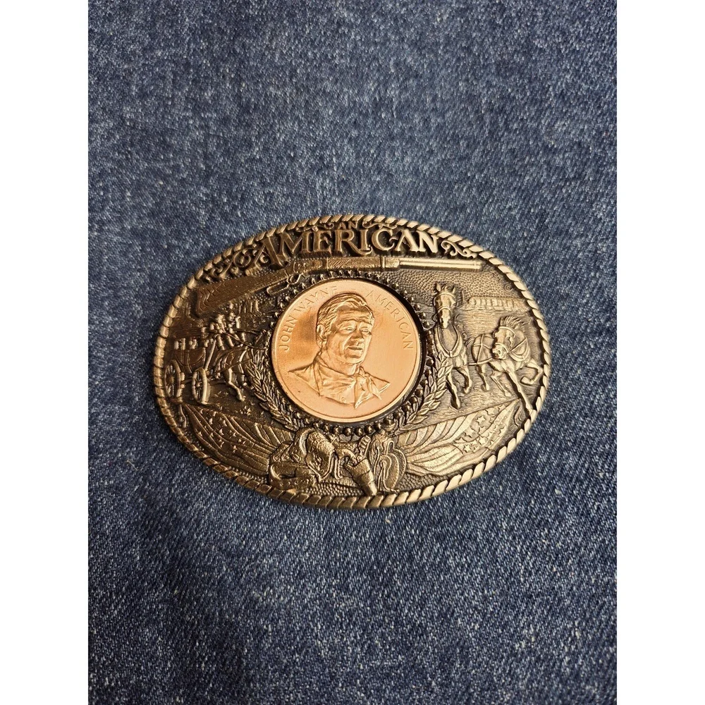 Vintage John Wayne American Coin Solid Brass Belt Buckle - Brand New